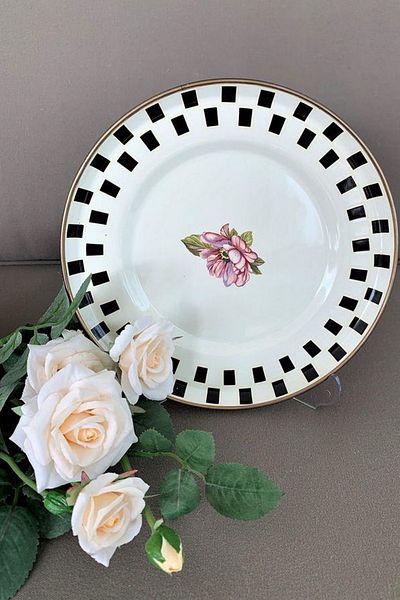 Ezem Zvps8236 Checkerboard 20 Cm Enameled Cake Plate