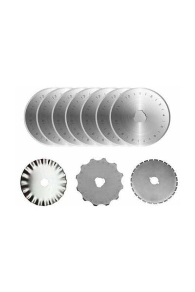 İşkur Makina Yuvarlak Bıçak Rulet Disk Kumaş Karton Kesici 10 Adet Yedek Bıçağı Komple Kesim Seti 45mm
