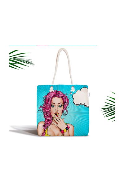 Realhomes Geantă modernă din material textil cu fermoar cu model Pop Art Canta-739
