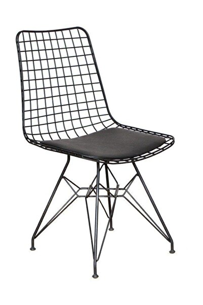 M'art Home Loft Siyah Tel Sandalye