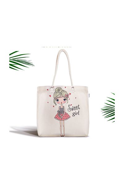 Realhomes Fashion Girl Digital Printed Μοντέρνα υφασμάτινη τσάντα με φερμουάρ Canta-719