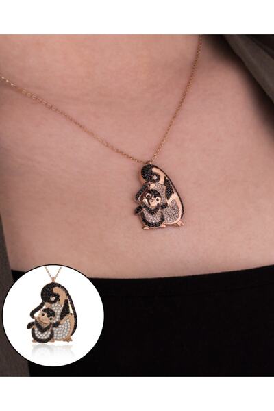 İNDİGO TAKI Anne Bebek Penguen Rose Gümüş Kolye