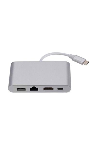 Coverzone 4in1 Type-c To Hdmı Ethernet Rj45 Type-c Çevirici Ent