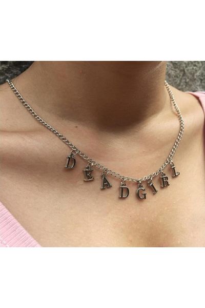 AlpCollection Women's Gray Dead Girl Lettered Necklace