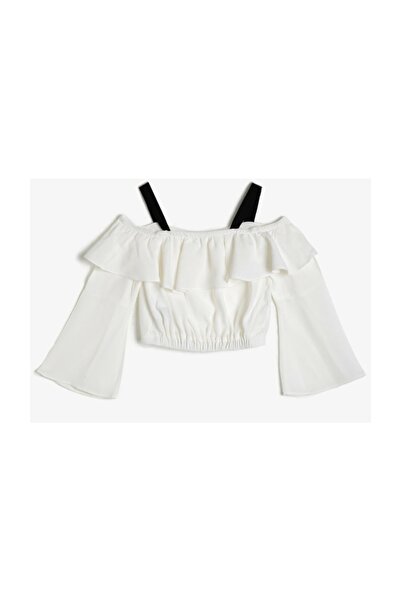 Koton Λεπτομερής μπλούζα για κορίτσι με λευκό βολάν