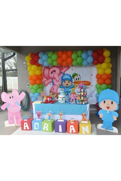 MERİ PARTİ 100 Pcs Pocoyo Concept Colors Metallic Balloon And Balloon Chain Party