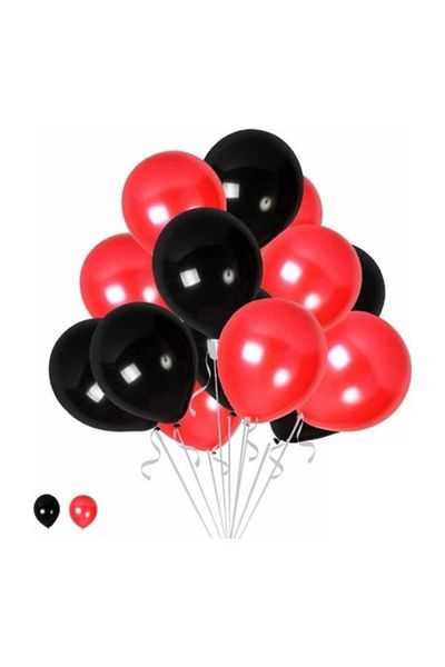 TATLI GÜNLER 15 Red 15 Black Concept Balloons Metallic Shiny 30-35 cm