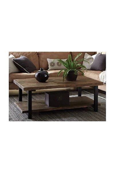 Doffo Masif Doğal Ahşap Orta Sehpa Metal Ayak