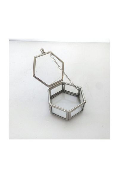 Gelincimherşey Glass Box For Hexagon Silver Color Ring