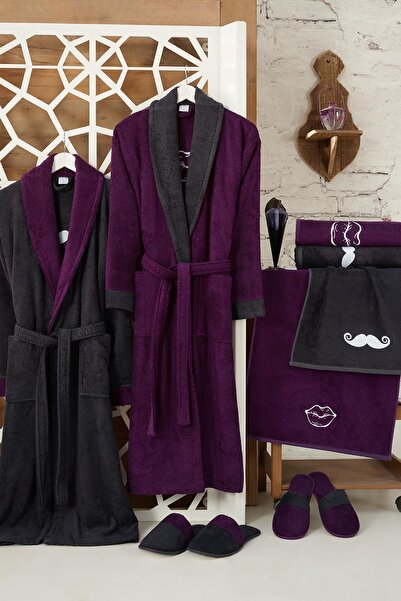 Z&R Home Lıppe Bambu Aile Seti K.antrasit - Mürdüm