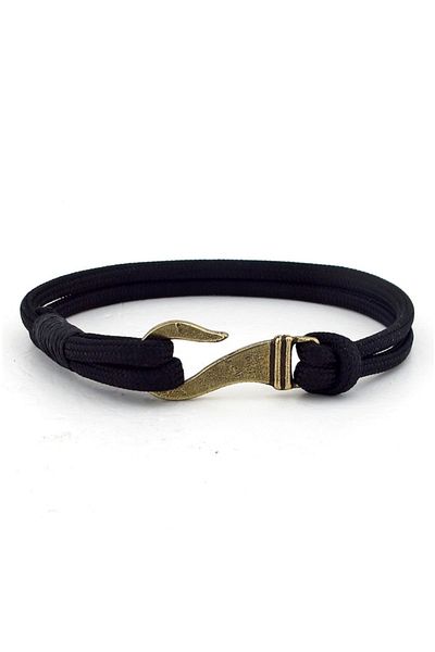Solfera Bronze Metal Hook Black Paracord Men's Bracelet Bt616