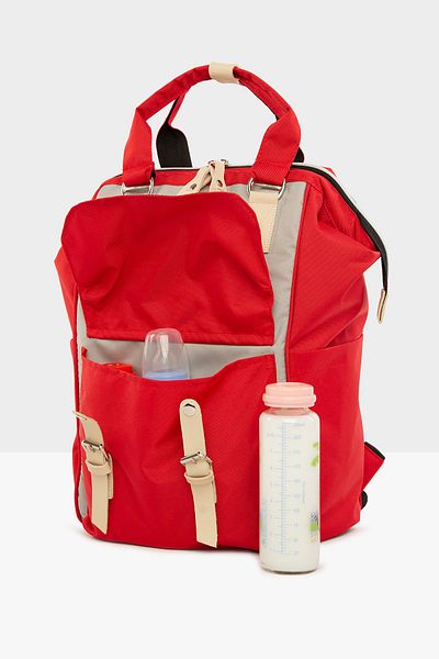 Bagmori Red Women's Pocketed Mother Baby Bag with Logo M000003884