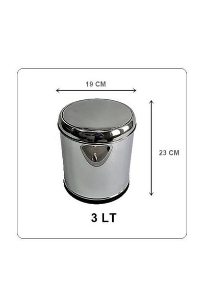 Lider Chrome Swinging Lid Trash Can 3Liters
