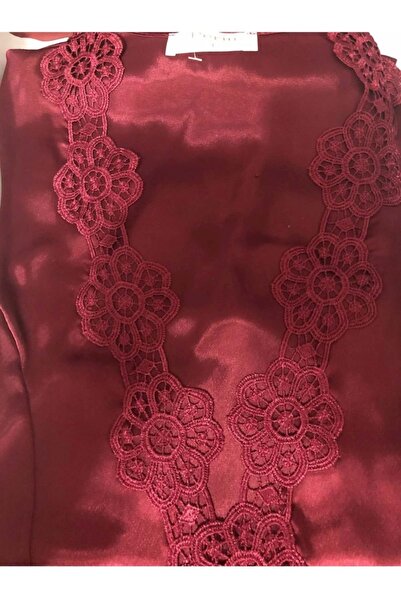 Kobi Halperin Perin 9020 6 Lı Saten Güpürlü Gelin Çeyiz Seti - Perin - Bordo - S