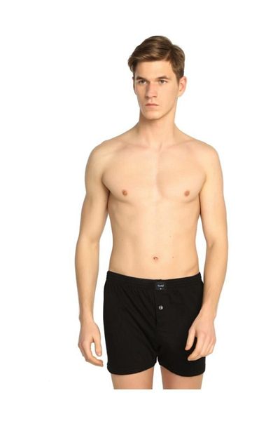 Tutku Men's 9 Pack Buttoned Combed Cotton Boxer Black New Season