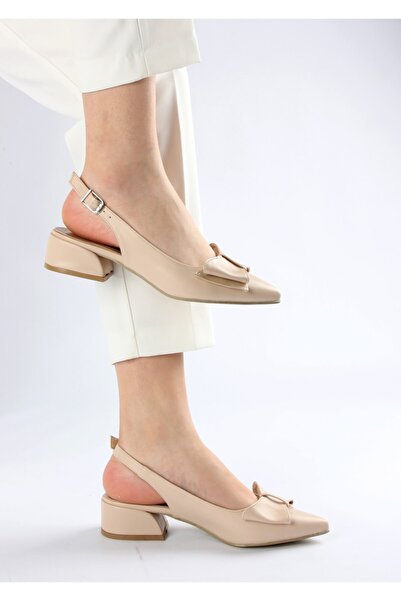 FORS SHOES Béžová Skin Bow Boty na otevřeném podpatku 3 cm