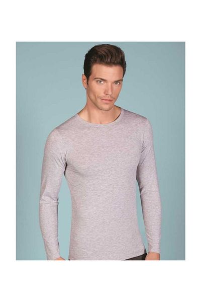 Berrak Men's Long Sleeve Crew Neck Undershirt Gray