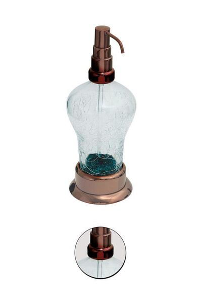Maya Ottoman Pvd Rose Countertop Liquid Soap Dispenser C Glass 100% Brass