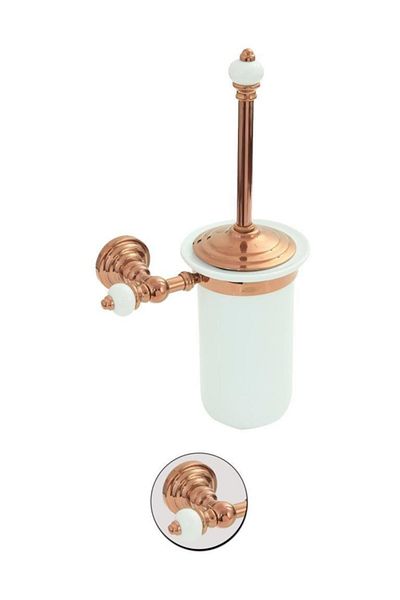 Maya Fantasia Rose Porcelain Toilet Bowl Brush - Mounted, Brass & Pvd Finish