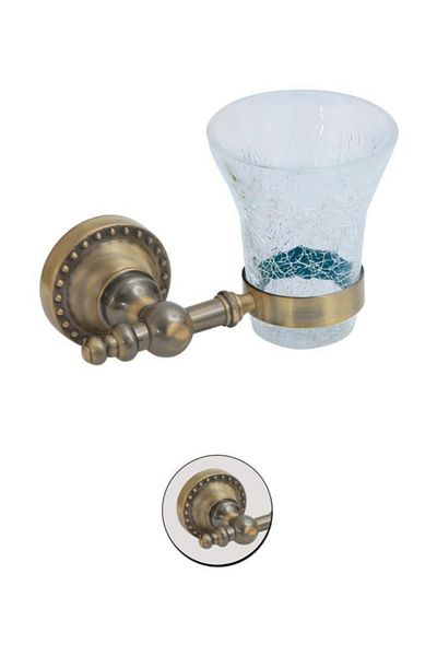 Maya Ottoman Antique Assembled Toothbrush Holder C Glass 100% Brass
