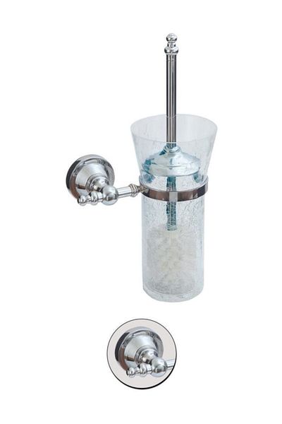 Maya Ottoman Chrome Mounted Toilet Brush C Glass 100% Brass