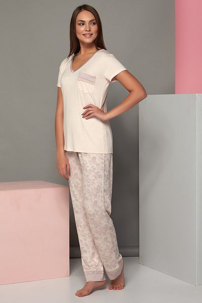 Sevim Set de pijamale cu mâneci scurte Vanilla pentru femei