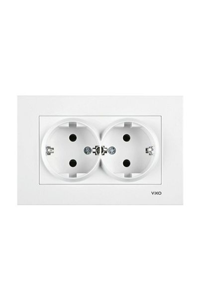VİKO Karre White Double Double Grounded Socket Framed