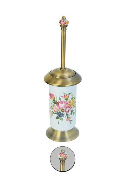 Maya Fantasia Patterned Antique Toilet Brush Porcelain 100% Brass