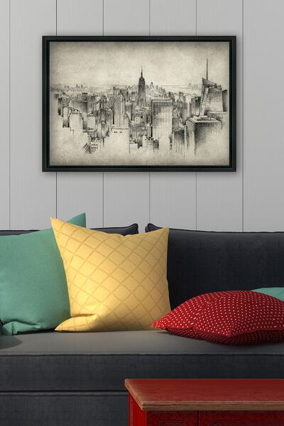 Tablo Center Siyah L Çerçeve Kanvas Tablo 75x105cm