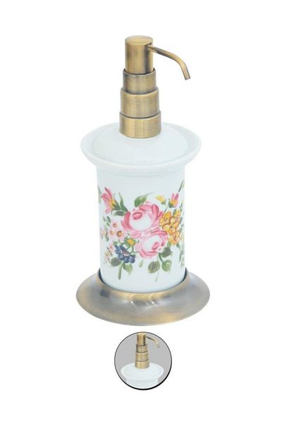 Maya Fantasia Patterned Antique Stovetop Liquid Soap Dish Porcelain 100% Brass