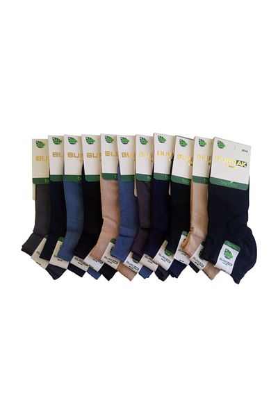 BURÇAK 12 Pairs Bamboo Seamless Men's Booties Socks - Multicolored