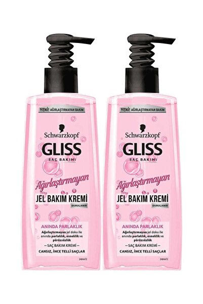 Gliss Ağırlaştırmayan Jel Saç Bakım Kremi - Anında Parlaklık x 2.