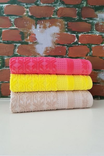 Özdilek Lyre 3-Piece Towel - Pomegranate Flower Beige Yellow