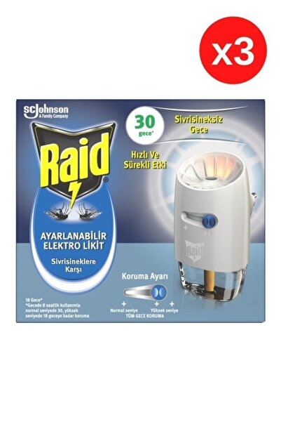 Raid Ayarlanabilir Elektro Likit 3 Cihaz Ve 3 Yedek - 90 Gece Etkili