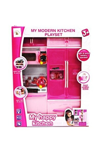 Kayyum Oyuncak Mutfak Seti 2 'Li Tüm Kapakları Açılan Sesli-Işıklı-Pilli Mutfak