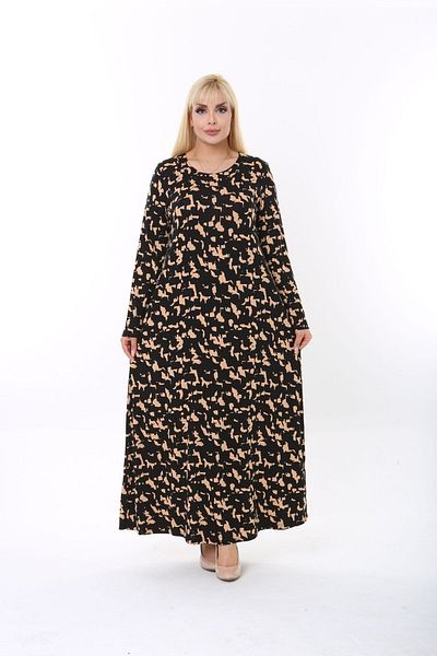 mami butik MAMI BUTİK plus size long sleeve (suitable for hijab) long maxi length stylish comfortable viscose combed cotton dress