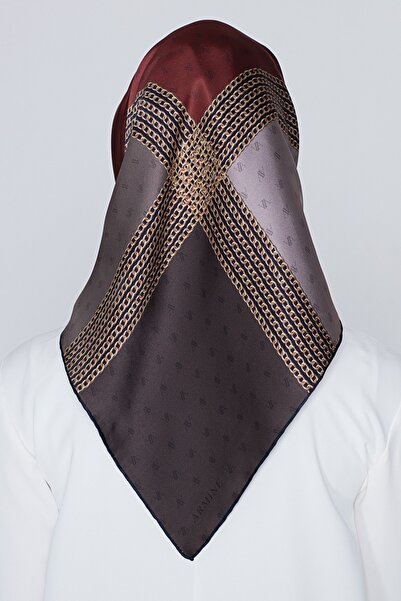 Armine Kadın Kahverengi İpek Eşarp 8113d (twill) (nostalji)