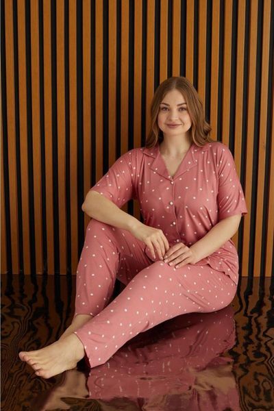 Meba Women's Short Sleeve Camisole Red Pajama Set -5 - Trendyol