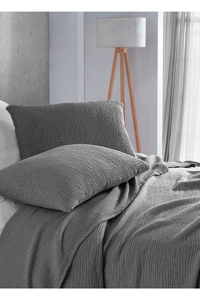 destinyhometex Σκούρο Γκρι 4 στρώσεων Multi Muslin 2 Μαξιλαροθήκες 50 Χ70εκ