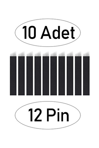 ARMONİKONYA 10 Adet 12 Pin Siyah Microblading Kalıcı Makyaj Için Siyah 0,18 M...