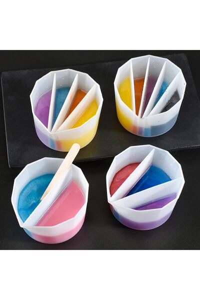 Getshop Alışveriş Pazarı Epoksi Karışık Renk Karıştırma Döküm Kabı 3 Bölüm Silikon Kalıbı GT-9381