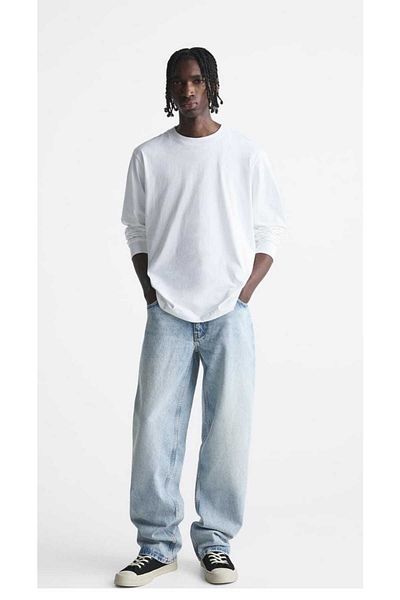 Z1MAN Light Blue Washed Baggy Model Trousers