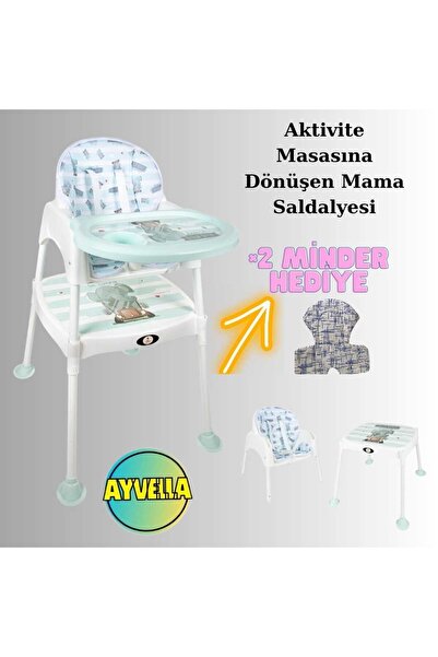 AYVELLA ETKİNLİK MASASI MAMA SANDALYESİ EMNİYET KEMERLİ 2 MİNDER HEDİYELİ AKT...
