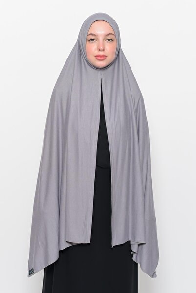 Altobeh Hazır Pratik Geçmeli Lüks Organik Düz Penye Şal Eşit Hizalı Gri