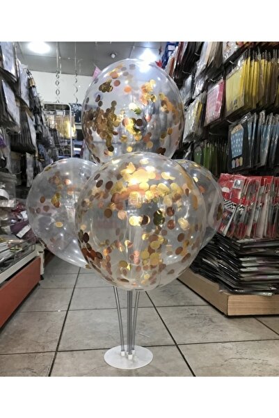 Deniz Party Store Transparent Balloon with Rose Gold and Gold Mixed Confetti 12 Inch 8 Pieces