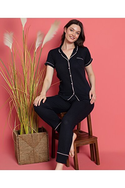 LİLA İÇ GİYİM Kadın Düğmeli Pijama Takımı
