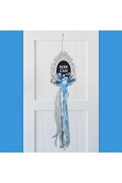 Bk Gift Kişiye Özel İsimli Hoş Geldin Bebek Polyester Kurdeleli Kapı Süsü (Er...