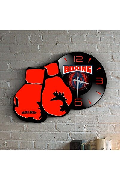 Bk Gift Kişiye Özel Boksör Temalı Ahşap Duvar Saati - 2