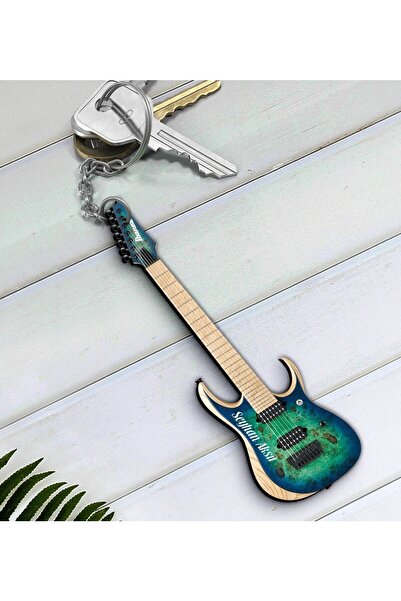 Bk Gift Kişiye Özel İsimli Elektro Gitar Enstrüman Ahşap Anahtarlık-2