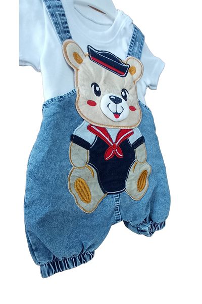 Temiz Baby BABY BOY CRUSHED SALOPET SET-100% Cotton, Crew Neck, Half Sleeve Body & Salopette